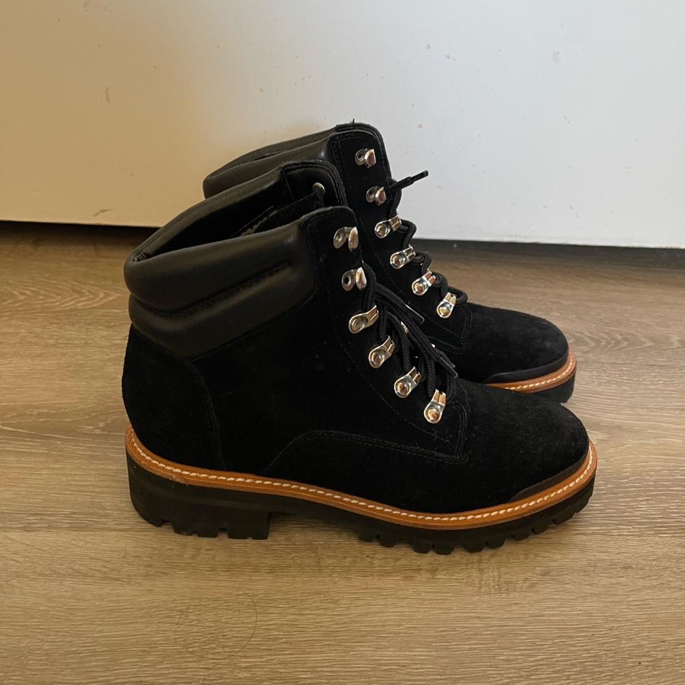 Cute black suede combat booties